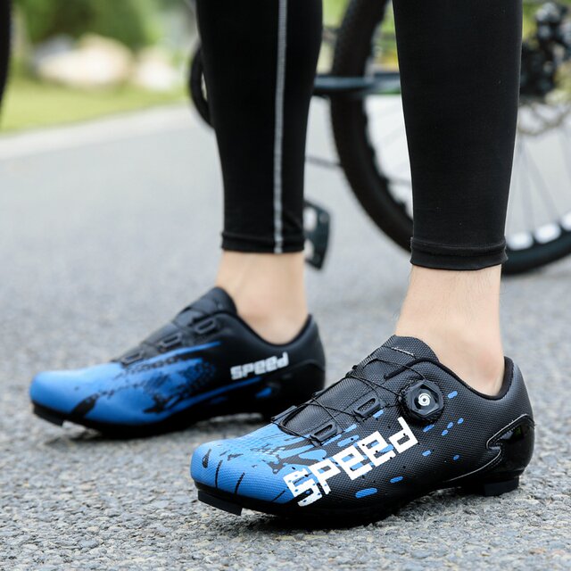 New Four Seasons Motorcycle Leisure Lockless Cycling Shoes Men's Mountain Road Bicycle Locking Shoes Breathable Hard Bottom Motorcycle