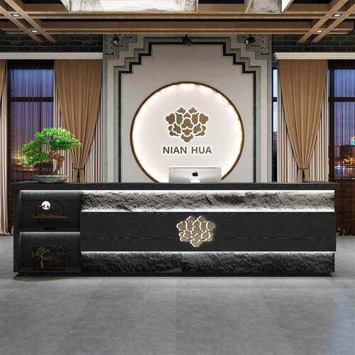 中式覆古酒店收银台餐厅民宿接待台茶楼采耳足浴吧台柜台公司前台 - 图2