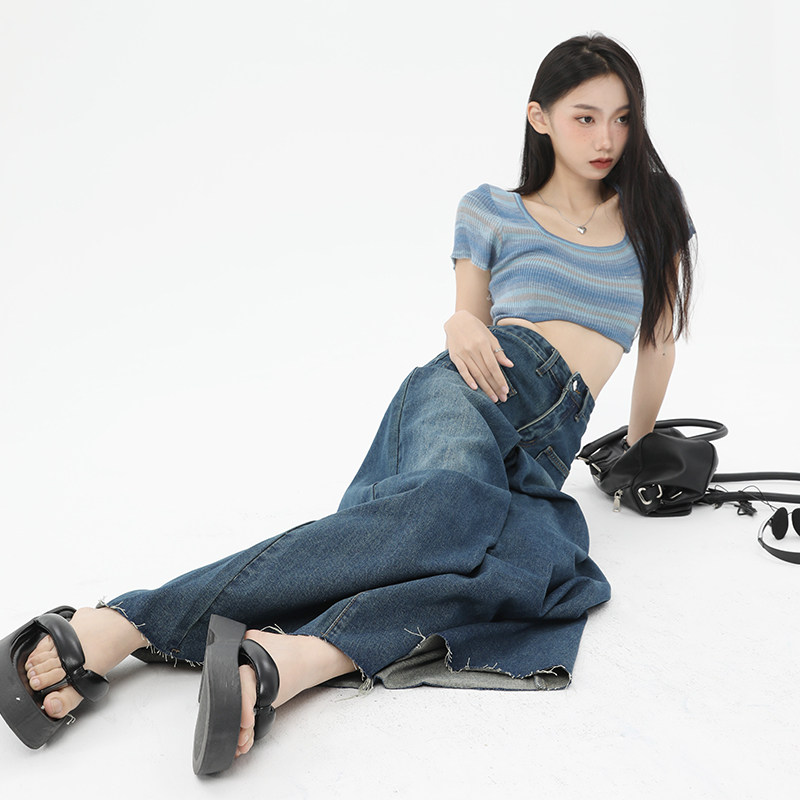 音梦姿2023春季新款阔腿宽松裤子 音梦姿牛仔裤