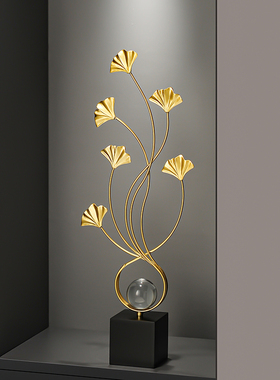 家大业大银杏页转运水晶球摆件玄关壁龛细长落地竖高装饰品乔迁