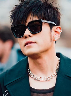 周董周杰伦佘诗曼同款太阳眼镜女偏光墨镜方形框黑色可配度数近视