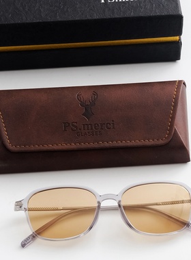 日杂风 轻量细边框 浅色墨镜男女偏光 玳瑁色 复古方形小框太阳镜