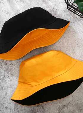 Double-sided Wearing Cap Solid Color Bucket Hat Men Women Co