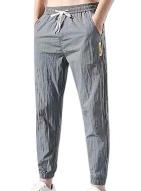 Men Casual Pants 2021New Solid Color Multi Pocket Drawstring
