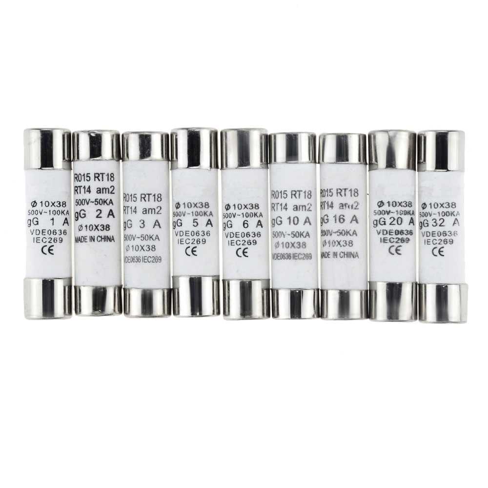 10PCS 10*38 Fast Blow Ceramic Fuse 10x38mm Fuse 500V 1A 2A - 图3