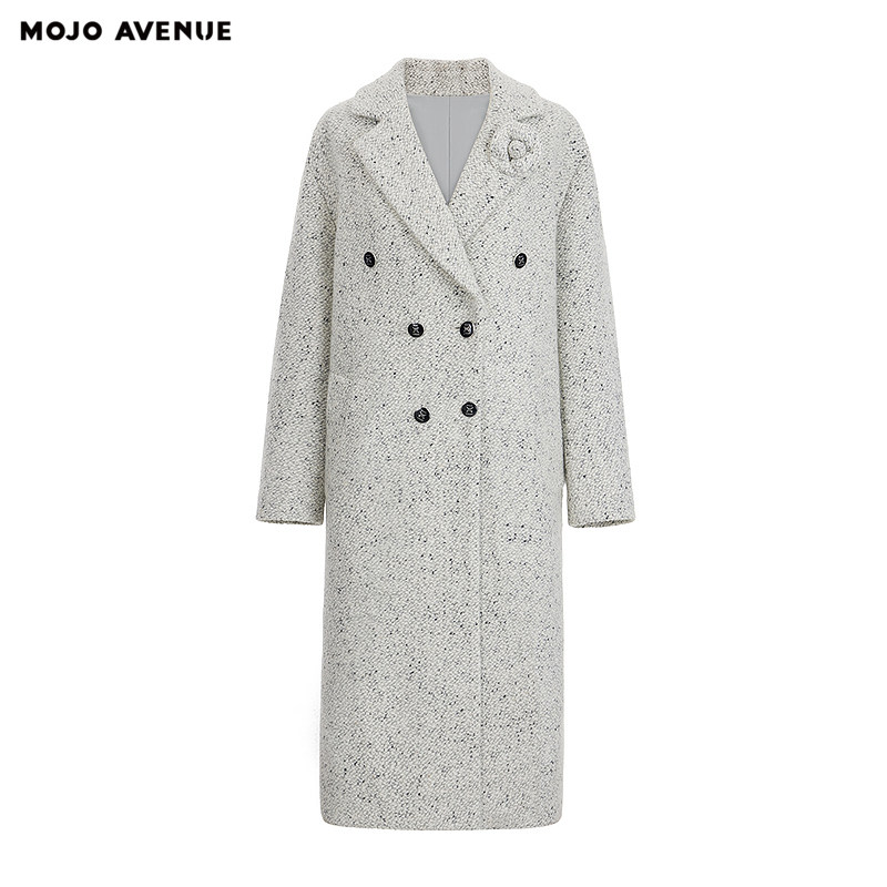 朗姿/莫佐夹花彩点花呢西服立体直角肩香风毛呢外套大衣长,淘宝优惠券,粉丝福利购,淘宝优惠卷