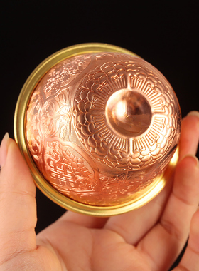 尼泊尔纯红铜藏式手工水碗