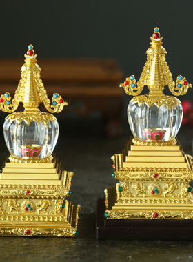 菩提塔佛前桌面摆件合金+亚克力