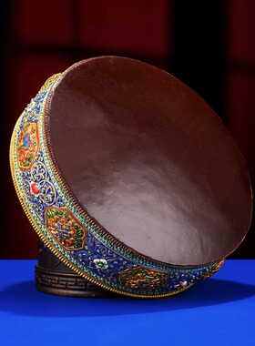 尼泊尔曼扎盘纯铜彩绘八吉祥