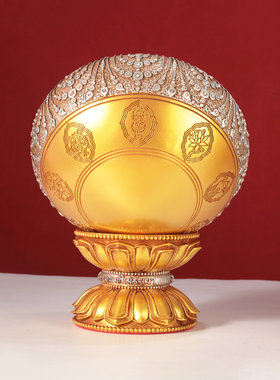 树脂八吉祥浮雕花钵碗藏式用品