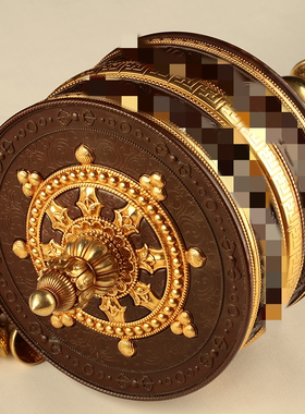 亚青纯铜转经简手摇转金轮