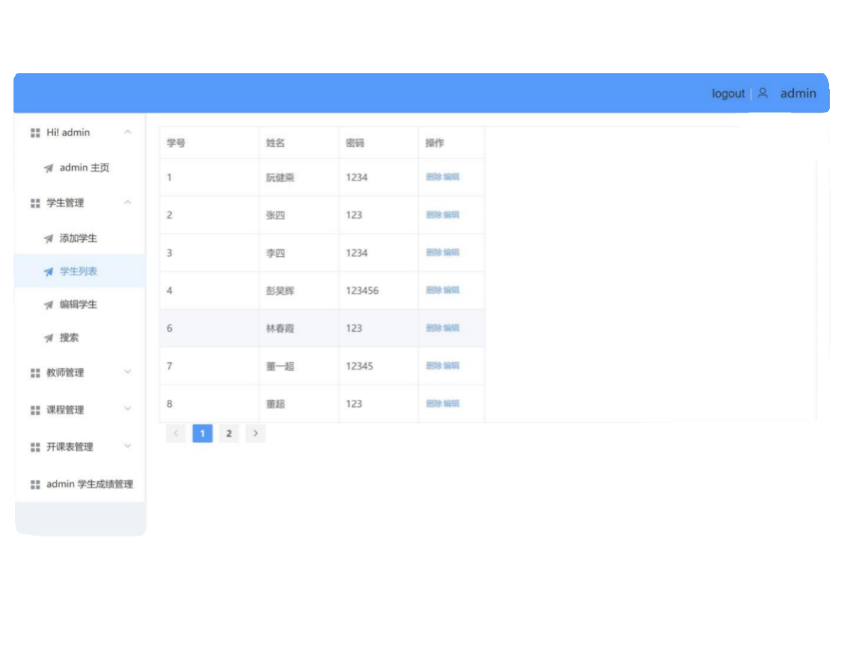 java springboot vue mysql学生选课成绩教务管理系统作业源代码-图2