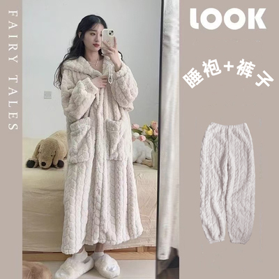 新亚瑞2026年新款睡衣女秋冬睡袍珊瑚绒可爱卡通腊肠狗加厚家居服