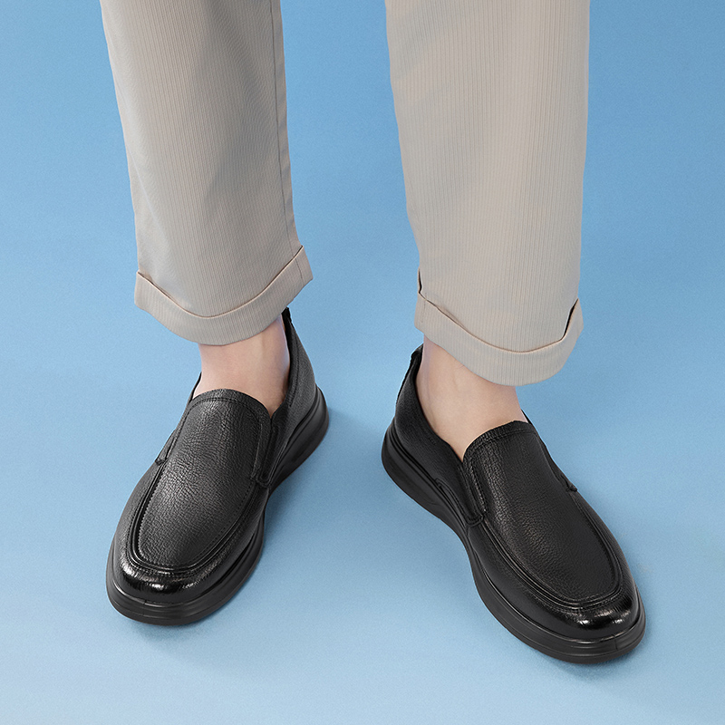 Bestu 2025 Summer New Style Shopping Mall Simple Commuting Loafers Flat Heel Men's Casual Leather Shoes 67671BM5