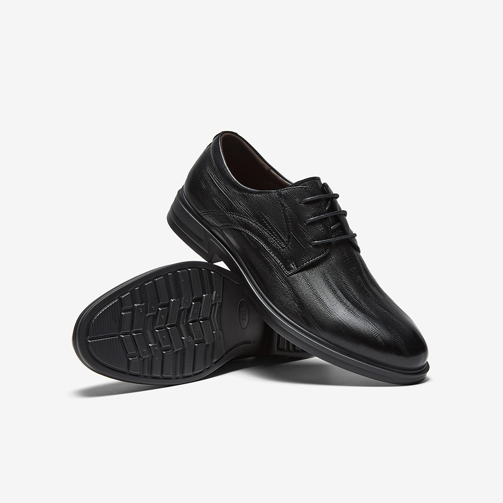 百思图2025秋季新款时尚潮流商务通勤粗跟男正装皮鞋41819CM5 - 图3