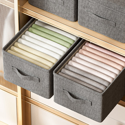 收纳箱筐布艺家用衣服物收纳盒子折叠抽屉式衣柜储物整理箱盒神器 - 图2