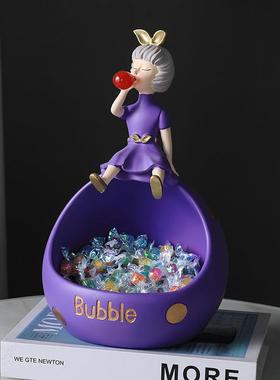 泡泡女孩收纳玄关摆件实用可摆手机装饰品乔迁生日结婚礼品立体