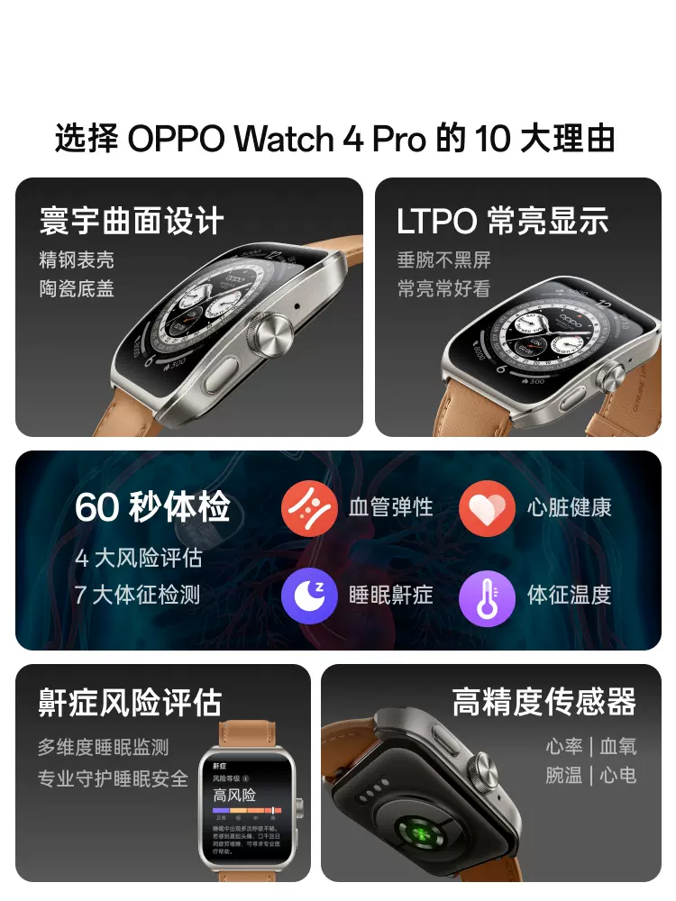 【12期免息】OPPO手表Watch4运动智能电话手表esim独立通信男女oppo watch 4 pro官方旗舰店正品watch 3 pro-图2