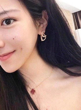 cd字母珍珠前后佩戴耳钉气质女