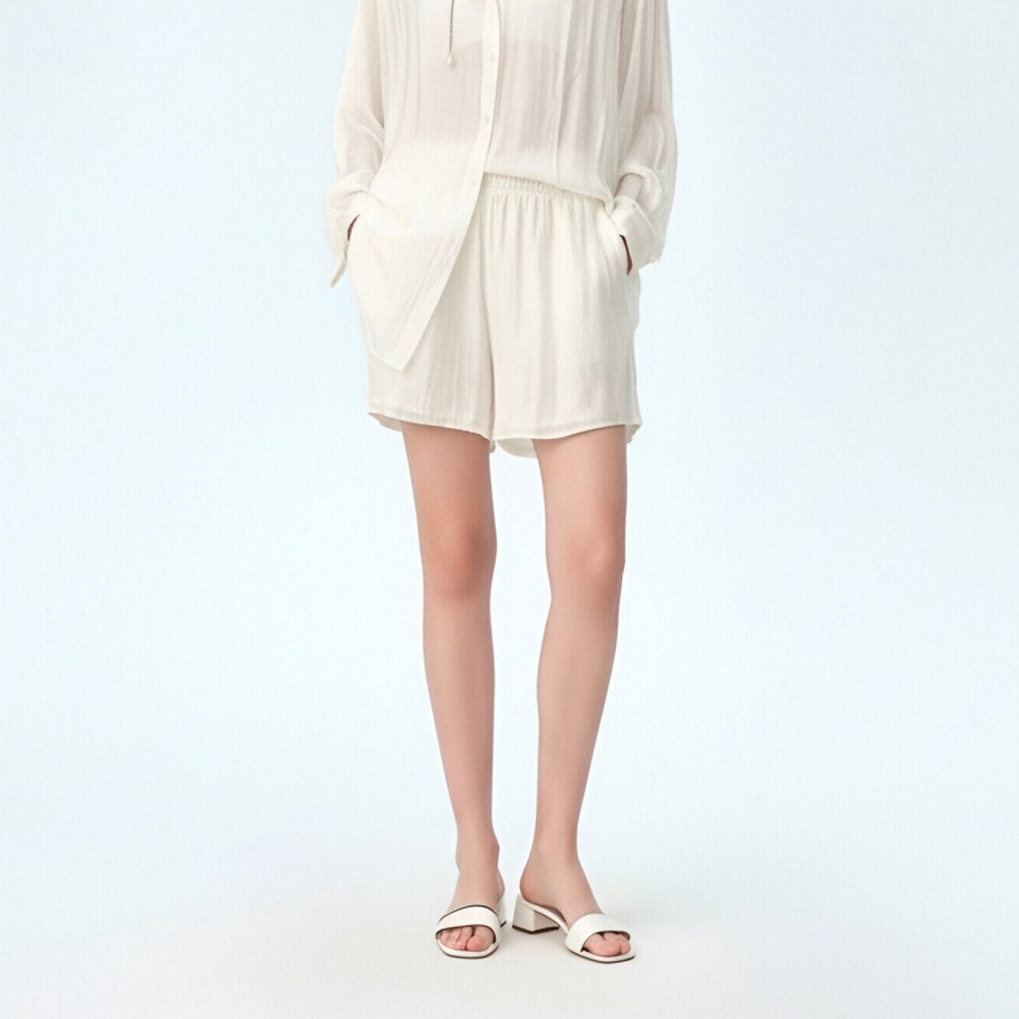 高级感休闲慵懒风抽绳高腰显瘦直筒短裤女夏季简约百搭宽松五分裤,淘宝优惠券,粉丝福利购,淘宝优惠卷