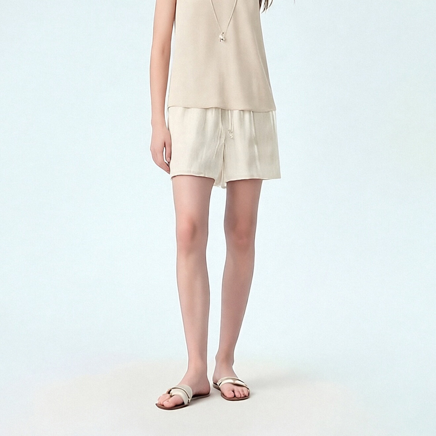 高级感休闲慵懒风抽绳高腰显瘦直筒短裤女夏季简约百搭宽松五分裤,淘宝优惠券,粉丝福利购,淘宝优惠卷