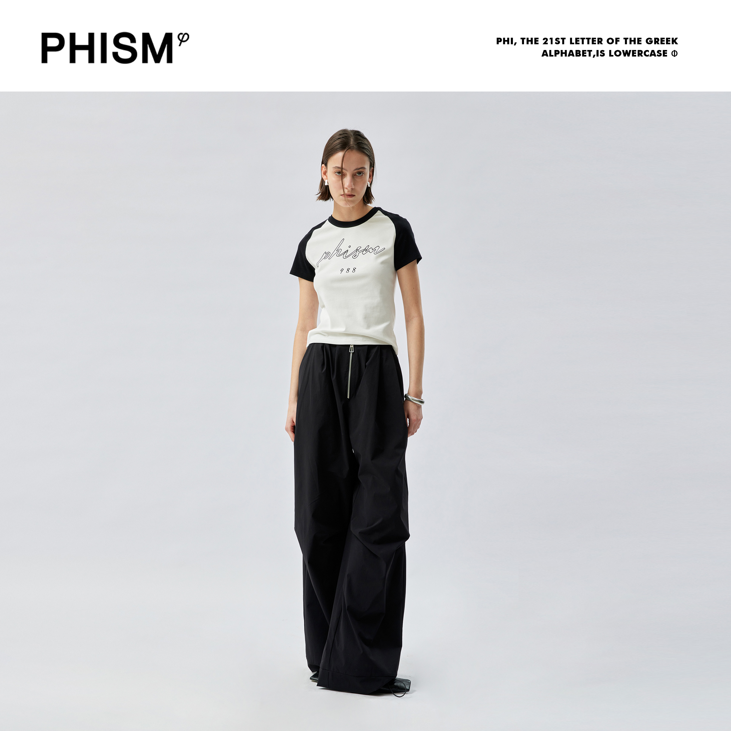 PHISMPHISM2024年新款夏季T恤修身弹力上衣短袖T女款内搭988T10 - 图3