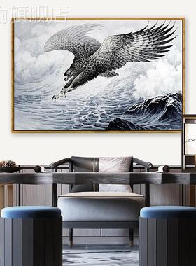 网红雄鹏展翅办公室背景大挂画老鹰茶程室饰画大展鹰宏图壁画装鹏