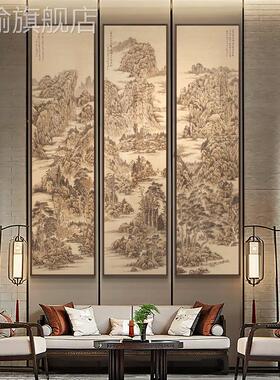 网红新中式客画厅沙发背景墙装饰组画新款饭厅山水挂风景多联合画