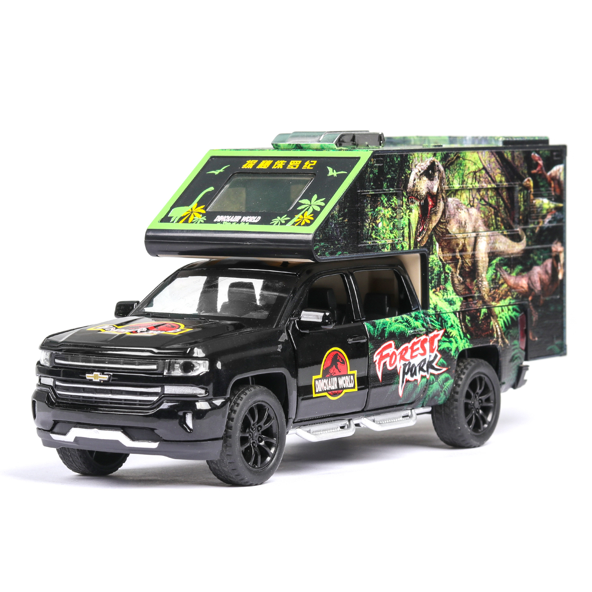 恐龙霸王车模型仿真合金回力汽车声音灯光开门男孩礼物儿童玩具车-图3