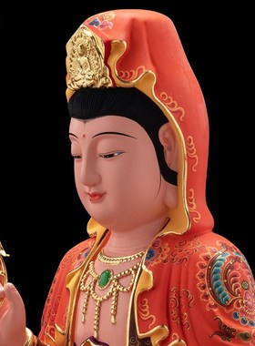 速发实木坐莲花观音菩萨供像家用佛奉观世音神像摆件香樟木观