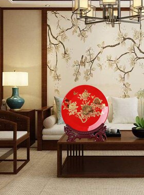 速发牡丹坐艺酒柜装饰品摆件景德镇陶瓷器家居客厅玄关桌面工盘品