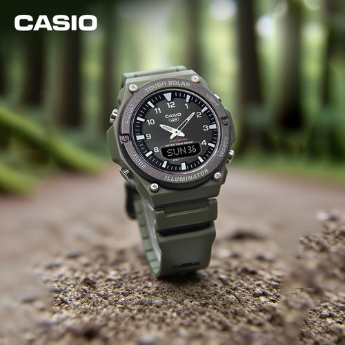 卡西欧手表男官方正品AQ-S820学生运动潮流大表盘防水太阳能手表 - 图0