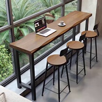 Solid wood close by window Balcony Bar Table table Home leaning against wall High foot table Narrow Table Milk Tea Shop Table And Chairs Combined Strip Small Bar