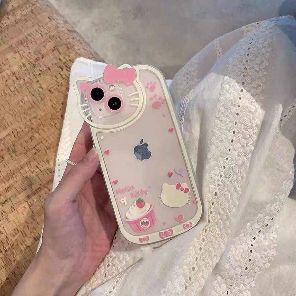 小红书同款适用苹果15pro手机壳iPhone13/12Pro max透明hello Kitty凯蒂猫x/xs/xr全包软壳11/14pro女15plus - 图1