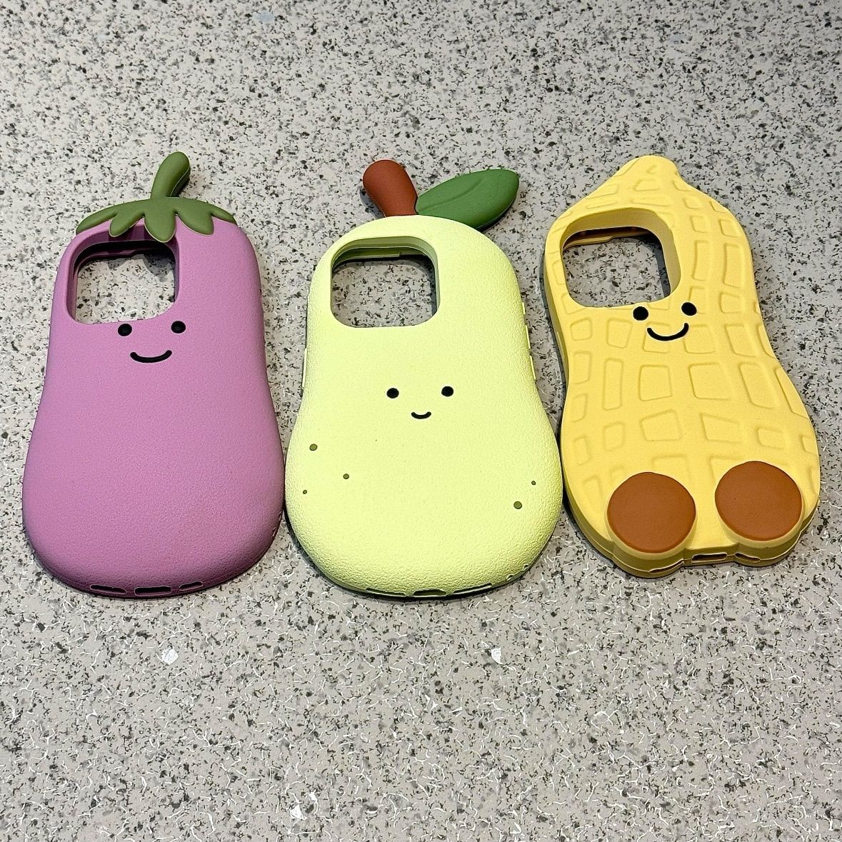 立体卡通茄子雪梨表情适用iphone16promax手机壳苹果15硅胶14全包12防摔13pro软壳14pro女15promax网红16套潮