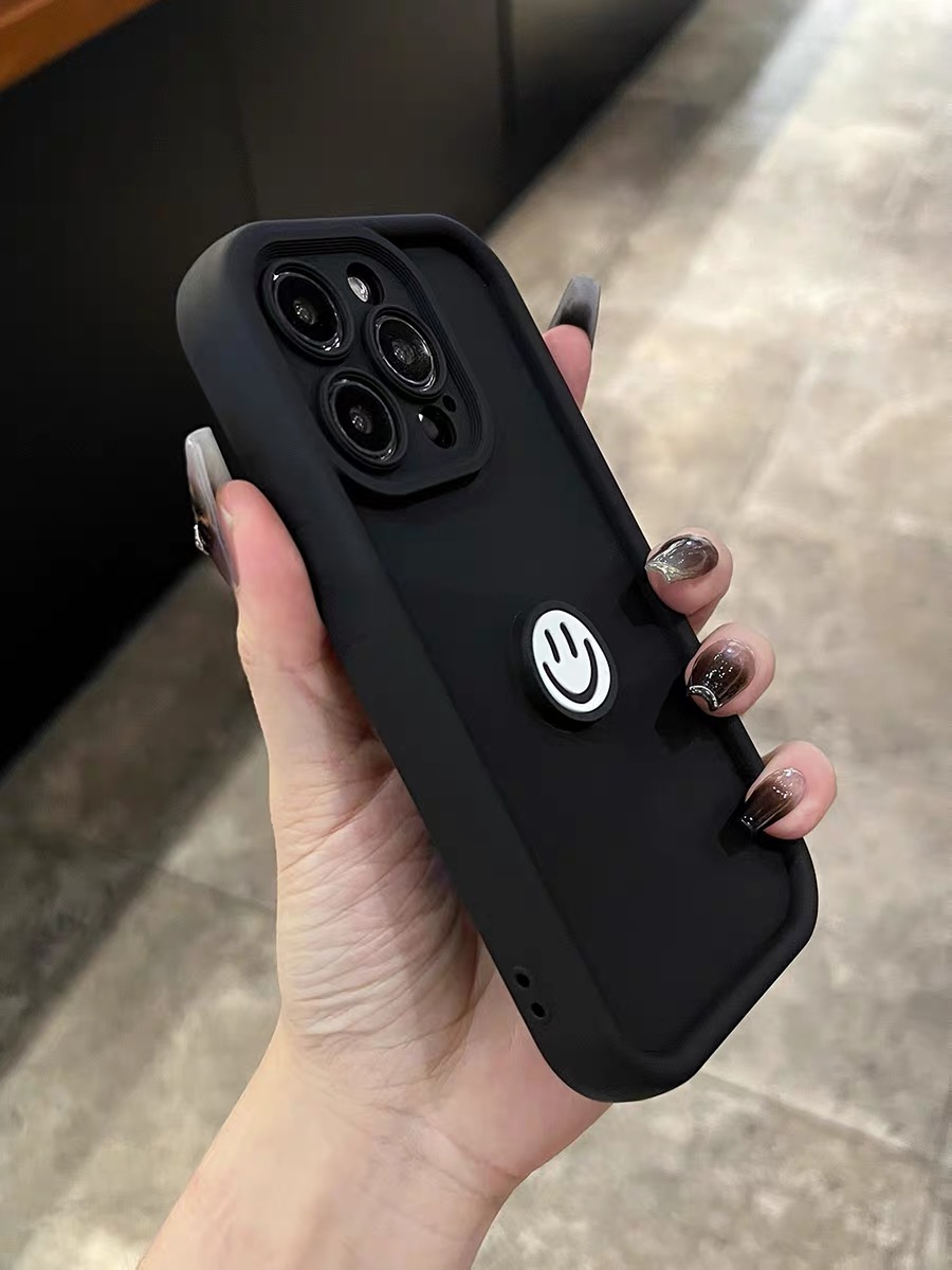 ins极简笑脸表情适用iPhone14promax手机壳苹果13pro新款12pro高级感11女13硅胶14镜头全包15小众防摔手机套