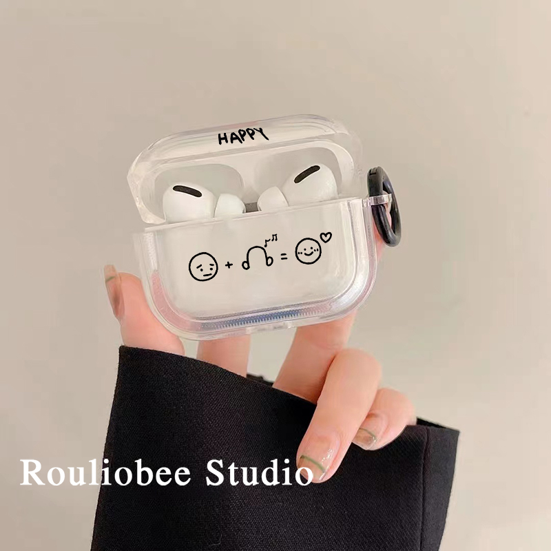 ins小清新音乐表情适用Airpods1/2代苹果全包Airpods Pro2代无线蓝牙耳机套Airpods3代保护软壳二代三代防摔 - 图0