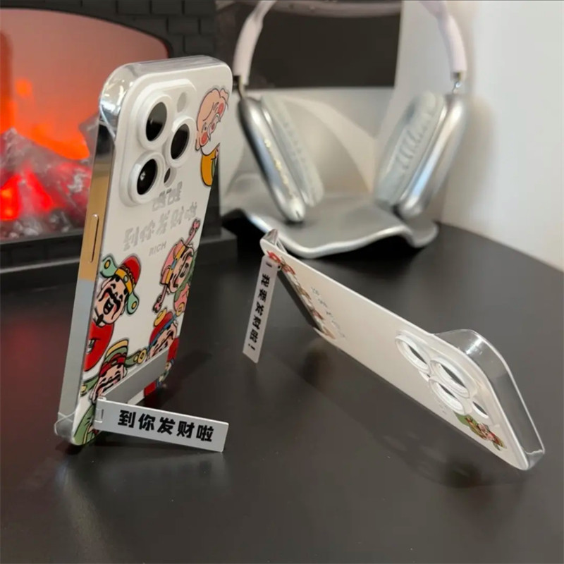 财神爷到你發财啦!适用苹果15promax手机壳iphone14/16/13无边框支架华为Pura70防摔小米散热荣耀vivo女OPPO