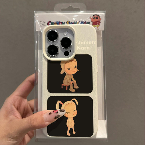 奈良美智起立适用苹果16/15pro手机壳iphone17promax可爱卡通13软壳12女新款14荔枝纹肤感防摔plus多色软套壳 - 图1