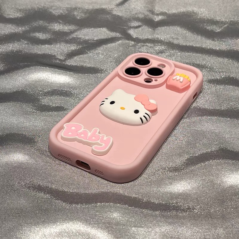 可爱立体卡通hellokitty猫适用苹果14手机壳iPhone13ProMax新款14Pro女款12防摔11硅胶15pro闺蜜少女全包软壳 - 图2