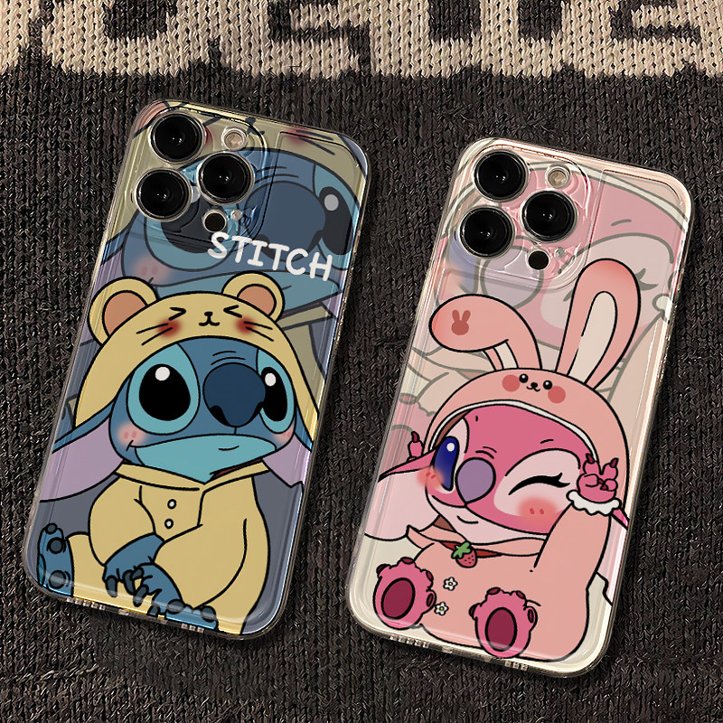 史迪仔情侣卡通适用华为Pura70苹果15promax手机壳小米iPhone14/13防摔OPPOReno12荣耀200vivox100siQOOz9套
