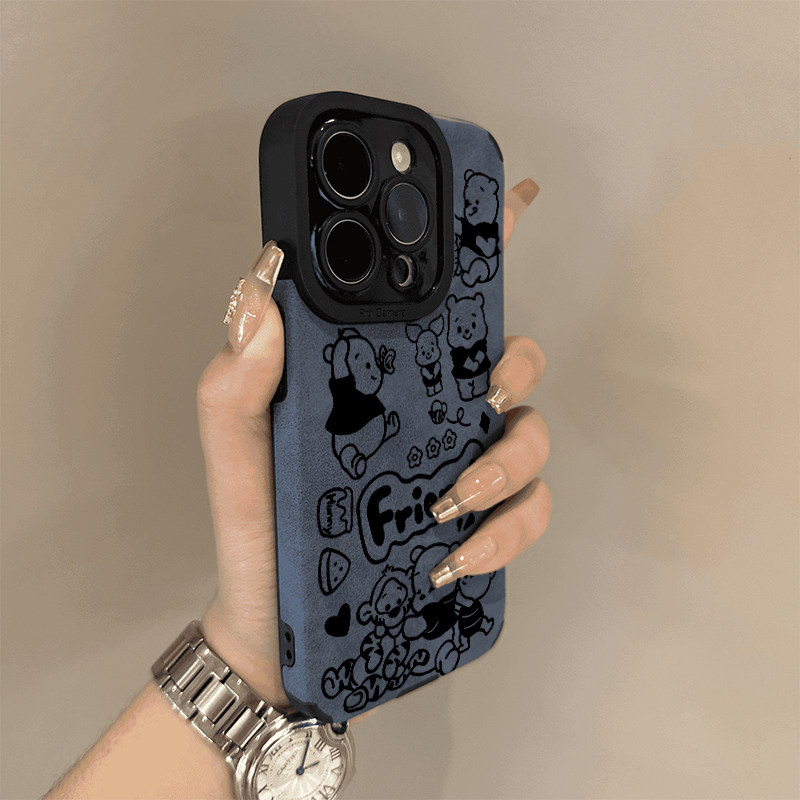 维尼熊friend适用苹果15/16promax手机壳iphone14pro可爱卡通16/13软壳12女新款11磨砂毛皮防摔max创意软套壳