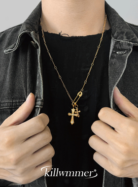 钛钢十字架项链男女款