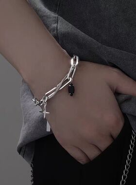 新款星芒缠绕钛钢手链