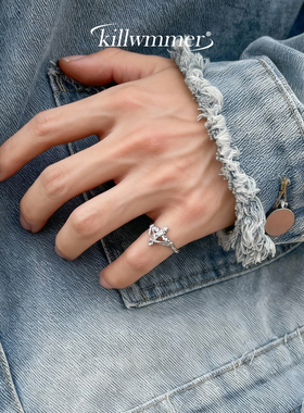 原创925银戒指男女小众简约