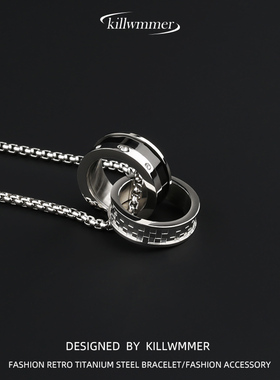 双环环扣吊坠毛衣项链