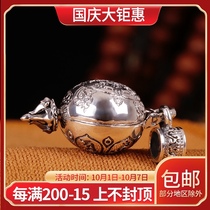 Tibetan Buddhist Supplies Pure Silver Six Words True French Wheel ten k Words Gäu Box Spherical Pendant