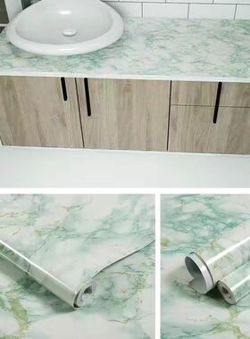 厨房防水防油贴纸橱柜灶台多用仿大理石纹加厚自粘耐高温翻新台面
