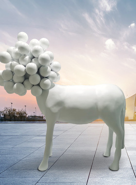 定制玻璃钢鹿动物雕塑  网红打卡芝麻街摆件大型园林景观雕塑小品