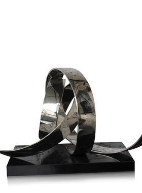 酒店现代飘带雕塑 室内家居不锈钢落地摆件 金属抽象软装艺术品